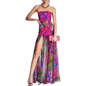 Elegant Strapless Floral Maxi Dress